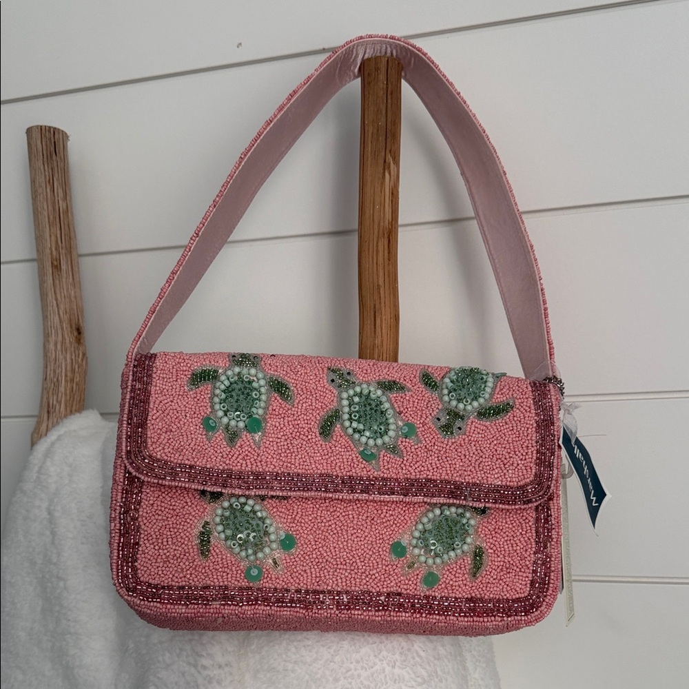 Viral Pink Turtle Beaded Women's Bag